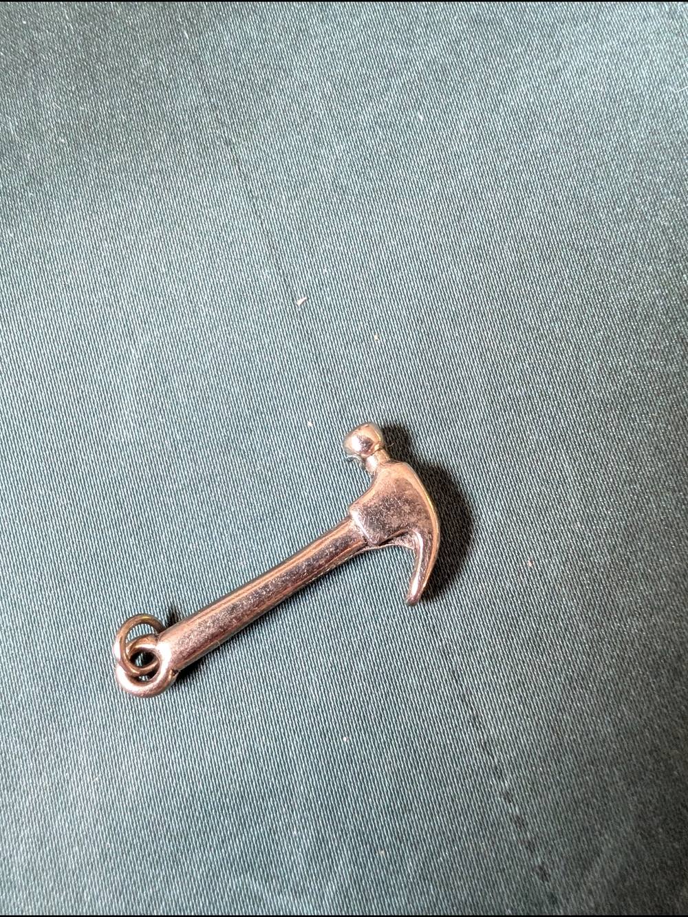 Hammer Pendant Necklace Charm - Silver Tone